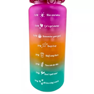 Motivations-Sportflasche 3in1, 2000 ml   900 ml   300 ml, Schwarz