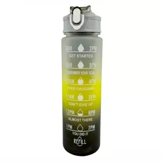 Motivations-Sportflasche 3in1, 2000 ml   900 ml   300 ml, Schwarz