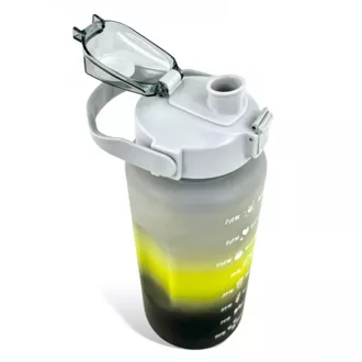 Motivations-Sportflasche 3in1, 2000 ml   900 ml   300 ml, Schwarz