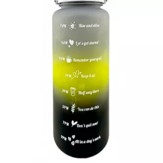 Motivations-Sportflasche 3in1, 2000 ml   900 ml   300 ml, Schwarz