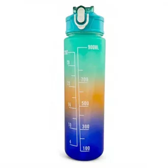 Motivations-Sportflasche 3in1, 2000 ml   900 ml   300 ml, Schwarz