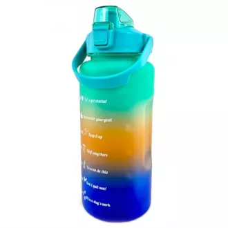 Motivations-Sportflasche 3in1, 2000 ml   900 ml   300 ml, Schwarz