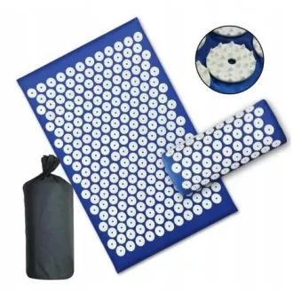Akupressur PREMIUM Übungsmatte mit Kissen 67x42x2 cm, Schwarz