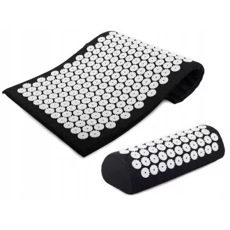 Akupressur PREMIUM Übungsmatte mit Kissen 67x42x2 cm, Schwarz