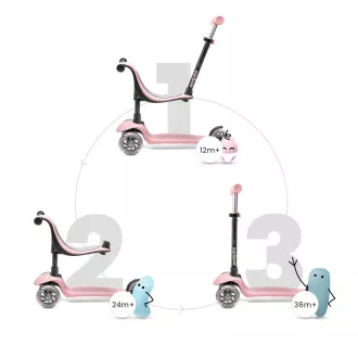 Cariboo Twist 3in1 dreirädriger Scooter mit LED-Rädern, rosa Cariboo Twist 3in1 dreirädriger Scooter mit LED-Rädern, rosa