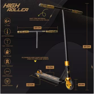 Freestyle Scooter Story High Roller Stunt, Schwarz und Gold Freestyle Scooter Story High Roller Stunt, Schwarz und Gold