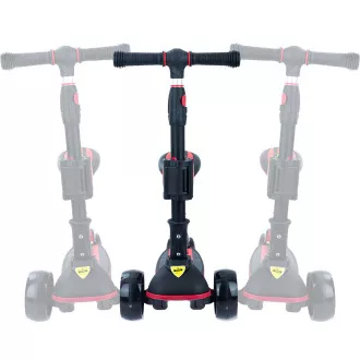 Dreirädriger Kinderroller Story 2in1 Deluxe Mini-Scooter mit Leuchträdern, schwarz und rot