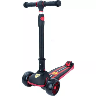 Dreirädriger Kinderroller Story 2in1 Deluxe Mini-Scooter mit Leuchträdern, schwarz und rot