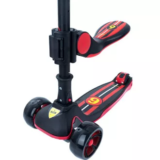 Dreirädriger Kinderroller Story 2in1 Deluxe Mini-Scooter mit Leuchträdern, schwarz und rot
