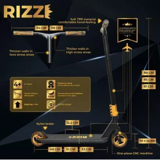 Freestyle Scooter NKD Rizz Stunt, Schwarz und Gold Freestyle Scooter NKD Rizz Stunt, Schwarz und Gold