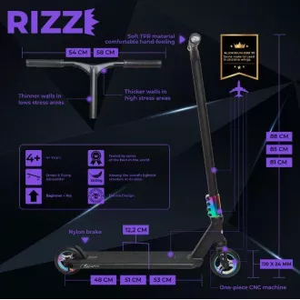Freestyle-Roller NKD Rizz Stunt, Schwarz und Regenbogen Freestyle-Roller NKD Rizz Stunt, Schwarz und Regenbogen