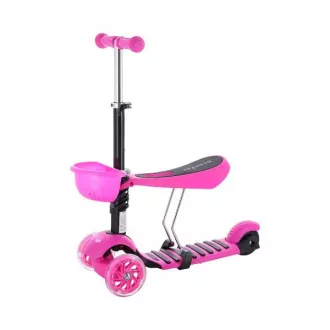 MINI SCOOTER 2in1 dreirädriger Scooter mit LED-Rädern, rosa