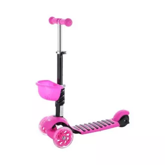 MINI SCOOTER 2in1 dreirädriger Scooter mit LED-Rädern, rosa