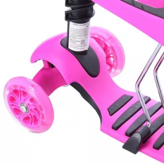 MINI SCOOTER 2in1 dreirädriger Scooter mit LED-Rädern, rosa