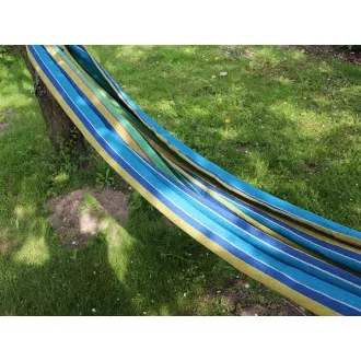 Faltbare Hängematte aus Baumwolle, grün-gelb-blau, 260x80cm