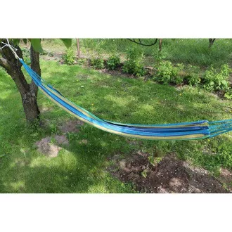 Faltbare Hängematte aus Baumwolle, grün-gelb-blau, 260x80cm