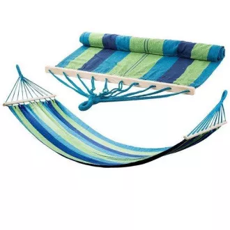 Hängematte aus Baumwolle 270x80cm, für eine Person, Tragkraft 130kg, Blau-Grün
