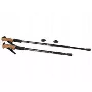 Nordic Walking-Trekkingstöcke mit ergonomischem Korkgriff, 135 cm, 2 Stück, Schwarz