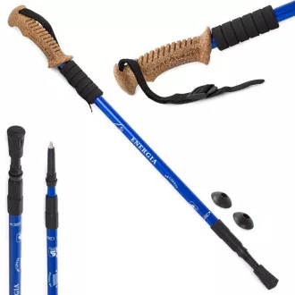 Nordic Walking-Trekkingstöcke mit ergonomischem Korkgriff, 135 cm, 2 Stück, Blau