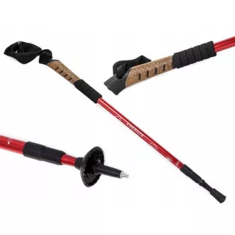 Nordic-Walking-Trekkingstöcke mit Korkgriff, 135 cm, 2 Stück, Rot
