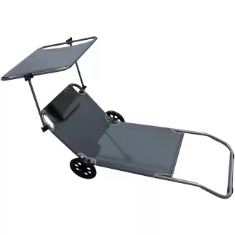 Klappbarer Strandkorb auf Rädern, 116x62x62-90 cm, grau Klappbarer Strandkorb auf Rädern, 116x62x62-90 cm, grau