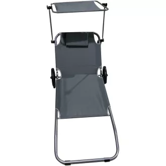 Klappbarer Strandkorb auf Rädern, 116x62x62-90 cm, grau Klappbarer Strandkorb auf Rädern, 116x62x62-90 cm, grau