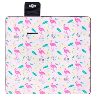 Picknick-Decke 200x200 PINK FLAMINGO