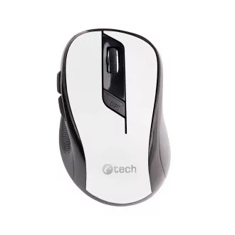 C-TECH Maus WLM-02, schwarz-weiß, kabellos, 1600DPI, 6 Tasten, USB-Nano-Empfänger