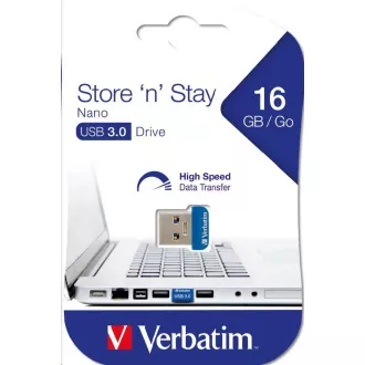VERBATIM Flash Drive 16GB Store 'n' Stay Nano, USB 3.0 VERBATIM Flash Drive 16GB Store 'n' Stay Nano, USB 3.0