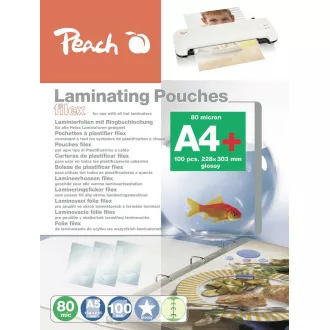 PEACH Laminierfolie A4 (228x303mm), 80mic, glänzend, eurofold, 100Stück