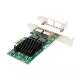 Digitus Gigabit Ethernet PCI Express Karte, Dual-Port 32-Bit Low-Profile-Halterung, Intel Chipsatz