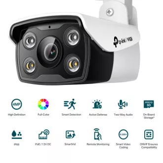 TP-Link VIGI C340(6mm) VIGI 4MPx Bullet-Netzwerkkamera für den Außenbereich mit Nachtsicht in Farbe