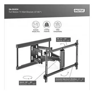 DIGITUS Vollbewegliche TV-Wandhalterung 37-80", max. 60 kg Belastung, VESA: 200x100, 200x200, 300x200, 400x200, 300x300, 400x300