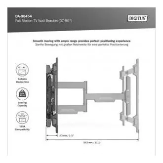 DIGITUS Vollbewegliche TV-Wandhalterung 37-80", max. 60 kg Belastung, VESA: 200x100, 200x200, 300x200, 400x200, 300x300, 400x300