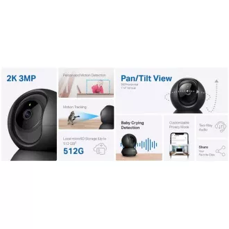 TP-Link Tapo C211 - IP-Kamera mit Neigung und WiFi, 3MP (2304 x 1296), ONVIF