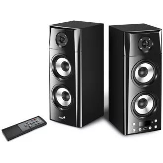 Genius SP-HF2800 BT, Lautsprecher, 2.0, 60W, Bluetooth, TWS-Technologie, Holz, USB, Fernbedienung, schwarz Genius SP-HF2800 BT, Lautsprecher, 2.0, 60W, Bluetooth, TWS-Technologie, Holz, USB, Fernbedienung, schwarz