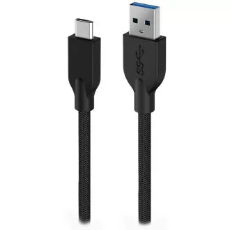 Genius ACC-A2CC-3A, Kabel, USB A / USB-C, USB 3.0, 3A, QC 3.0, geflochten, 1m, schwarz