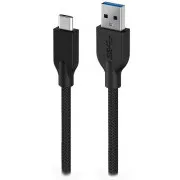 Genius ACC-A2CC-3A, Kabel, USB A / USB-C, USB 3.0, 3A, QC 3.0, geflochten, 1,5m, schwarz