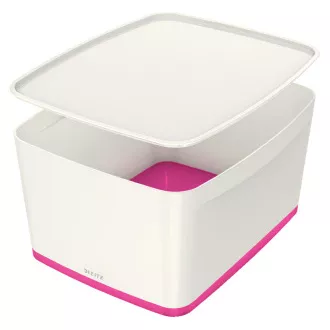 LEITZ Aufbewahrungsbox mit Deckel MyBox, Größe L, weiß/rosa