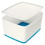 LEITZ Aufbewahrungsbox mit Deckel MyBox, Größe L, weiß/blau
