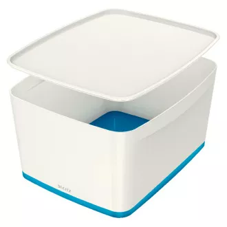 LEITZ Aufbewahrungsbox mit Deckel MyBox, Größe L, weiß/blau