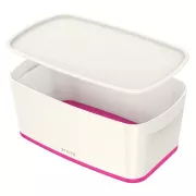 LEITZ Aufbewahrungsbox mit Deckel MyBox, Größe S, weiß/rosa