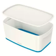 LEITZ Aufbewahrungsbox mit Deckel MyBox, Größe S, weiß/blau