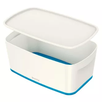LEITZ Aufbewahrungsbox mit Deckel MyBox, Größe S, weiß/blau