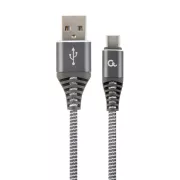 GEMBIRD CABLEXPERT USB 2.0 AM zu Typ-C Kabel (AM/CM), 2m, geflochten, grau und weiß, Blister, PREMIUM QUALITY