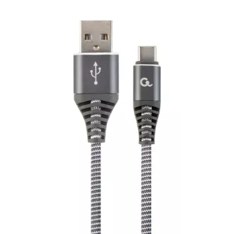 GEMBIRD CABLEXPERT USB 2.0 AM zu Typ-C Kabel (AM/CM), 2m, geflochten, grau und weiß, Blister, PREMIUM QUALITY GEMBIRD CABLEXPERT USB 2.0 AM zu Typ-C Kabel (AM/CM), 2m, geflochten, grau und weiß, Blister, PREMIUM QUALITY