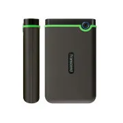TRANSCEND 4TB StoreJet 25M3S SLIM, 2,5", USB 3.0 (3.1 Gen 1) Externes Anti-Shock Laufwerk, schlankes Profil, grau/grün