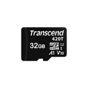 Transcend 32GB microSDHC420T UHS-I U1 (Class 10) V10 A1 3K P/E Speicherkarte, 95MB/s R, 70MB/s W, schwarz, Traypack