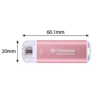 Transcend ESD300P 2TB, Externe SSD, USB 10Gbps, Typ C, 1050MB/R, 950MB/W, rosa