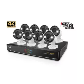 iGET HOMEGUARD HGNVK164908 - Ultra HD 4K System mit PoE-Stromversorgung, 16-Kanal NVR   8x HGNVK936CAM 4K Kamera